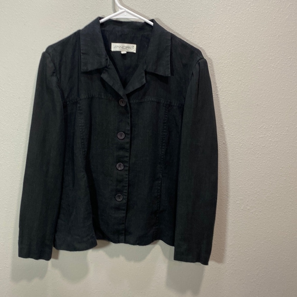 Sandro linen jacket blazer black‎